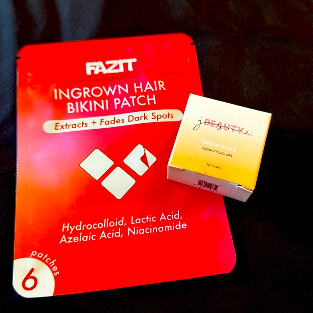 Jazmin Beauty Brow Boss Brow styling Wax and 6 Fazit Ingrown Hair Bikini Patches